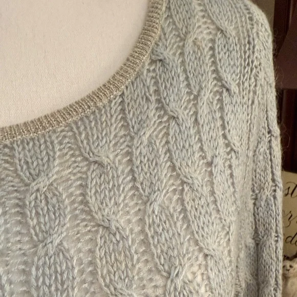 Sparrow Women's Cable Knit Sweater - Blue and Cream - Picture 7 of 13